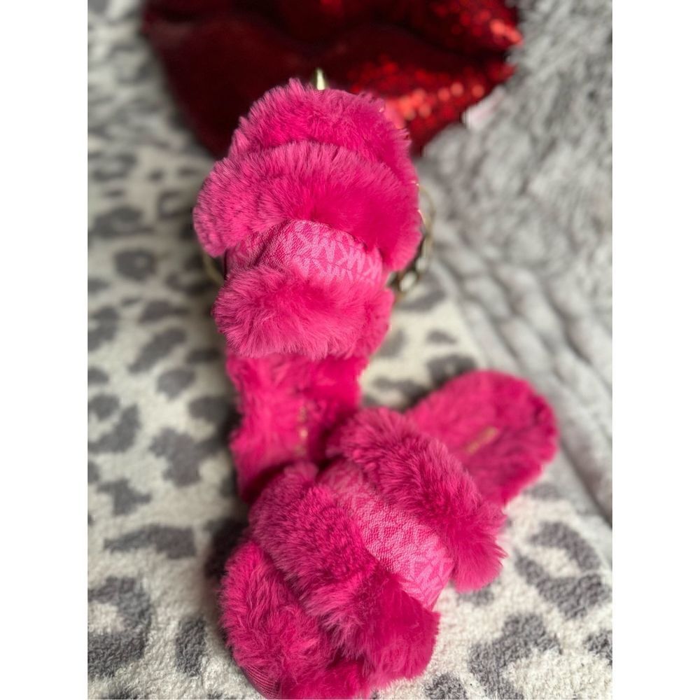 KORS Michael kors faux fur sandals/slippers slides sz 10